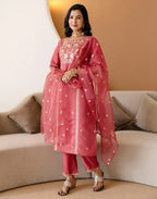 Silk Embroidered Straight 3 Piece Kurta Set