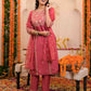 Pink Silk Embroidered Straight Kurta Set with Pant & Dupatta for Women under 1299 