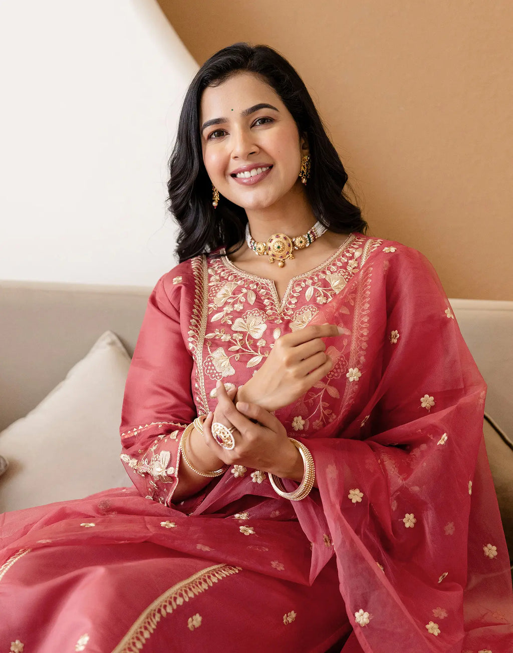 Silk Embroidered Straight 3 Piece Kurta Set
