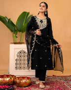 Silk Embroidered Straight 3 Piece Kurta Set