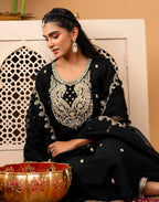 Silk Embroidered Straight 3 Piece Kurta Set