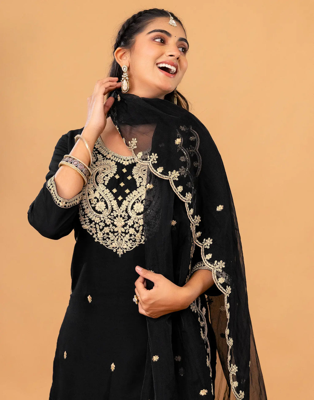 Silk Embroidered Straight 3 Piece Kurta Set