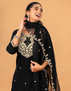 Silk Embroidered Straight 3 Piece Kurta Set
