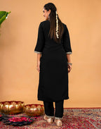 Silk Embroidered Straight 3 Piece Kurta Set