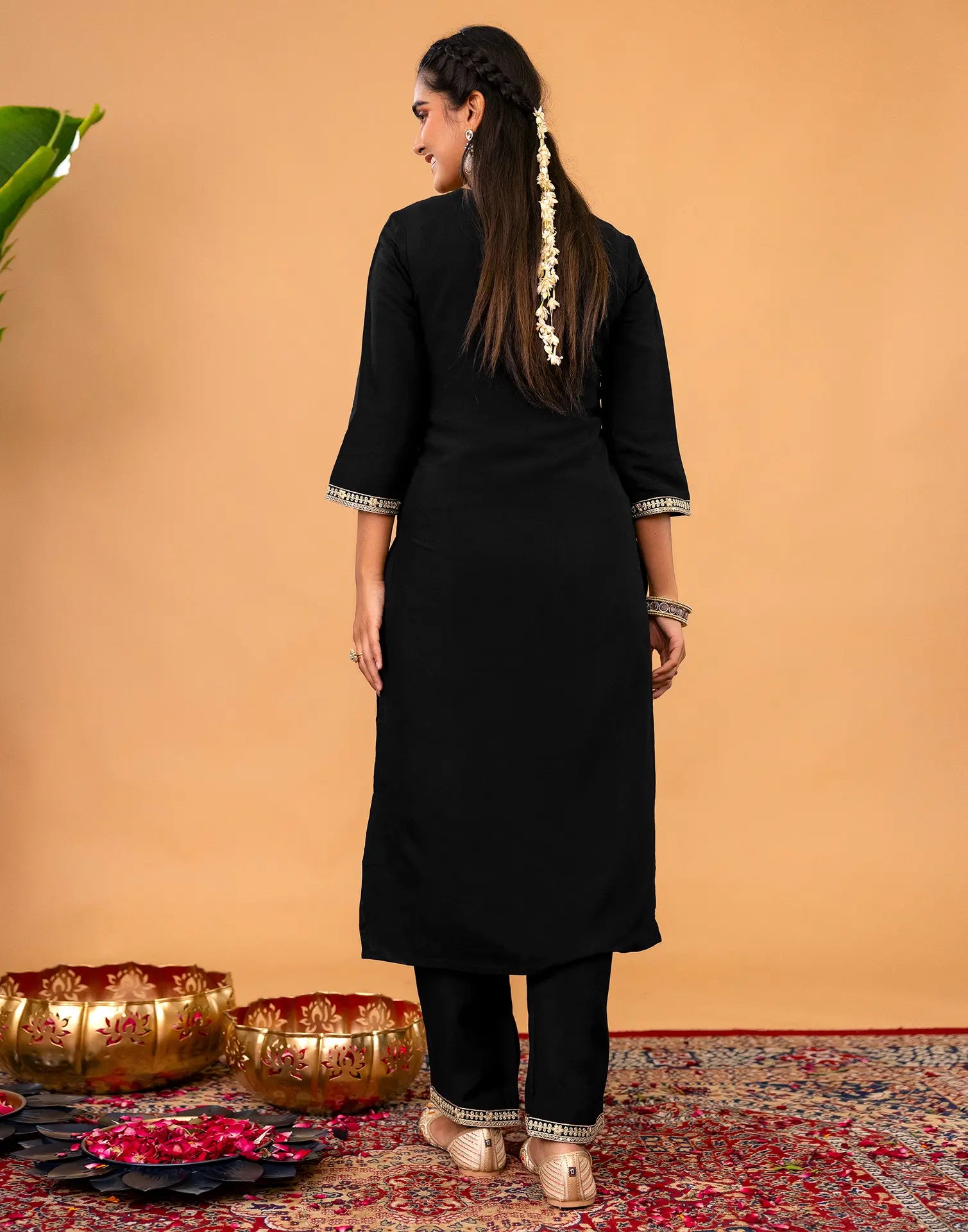 Silk Embroidered Straight 3 Piece Kurta Set