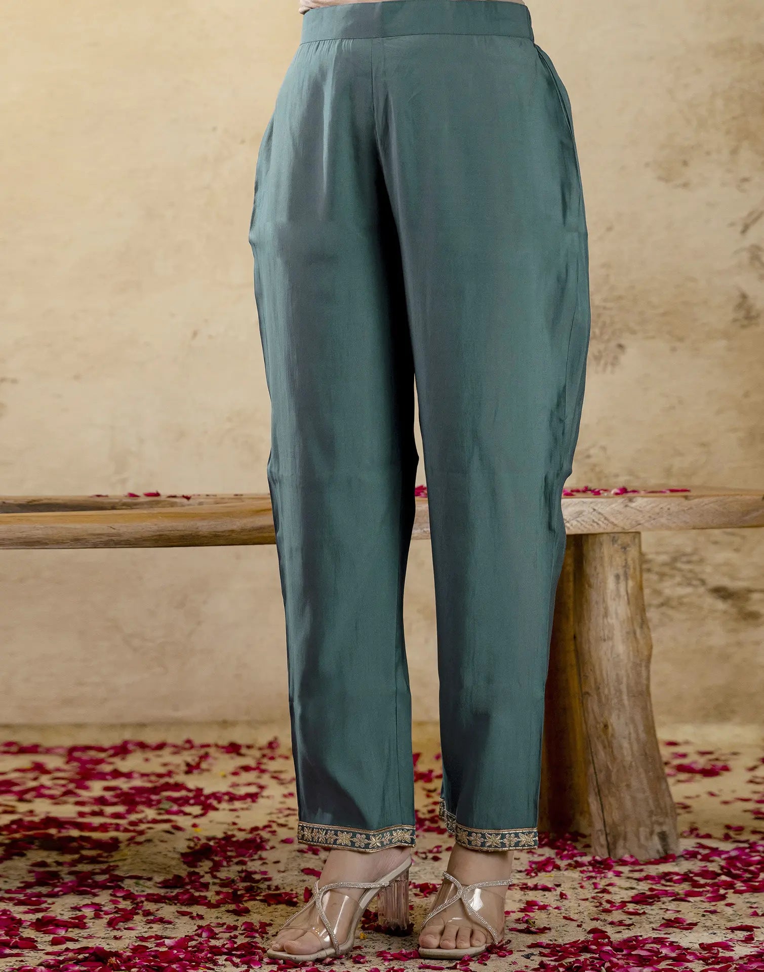 Silk Embroidered Straight 3 Piece Kurta Set