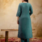 Silk Straight Embroidery Round Neck Kurta with Pant & Dupatta