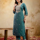 Silk Straight Embroidery Round Neck Kurta with Pant & Dupatta