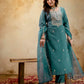 Silk Straight Embroidery Round Neck Kurta with Pant & Dupatta