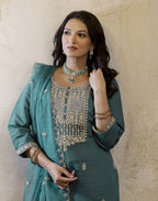 Silk Embroidered Straight 3 Piece Kurta Set