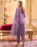 Skylee Silk Embroidered Straight 3 Piece Kurta Set For Woman