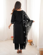 Skylee Cotton Embroidered Straight 3 Piece Kurta Set For Woman