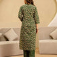 Skylee Green Cotton Printed Straight Kurta Set for Women