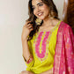 Yellow Silk Embroidered Straight Kurta Set with Pant & Dupatta under 1299 