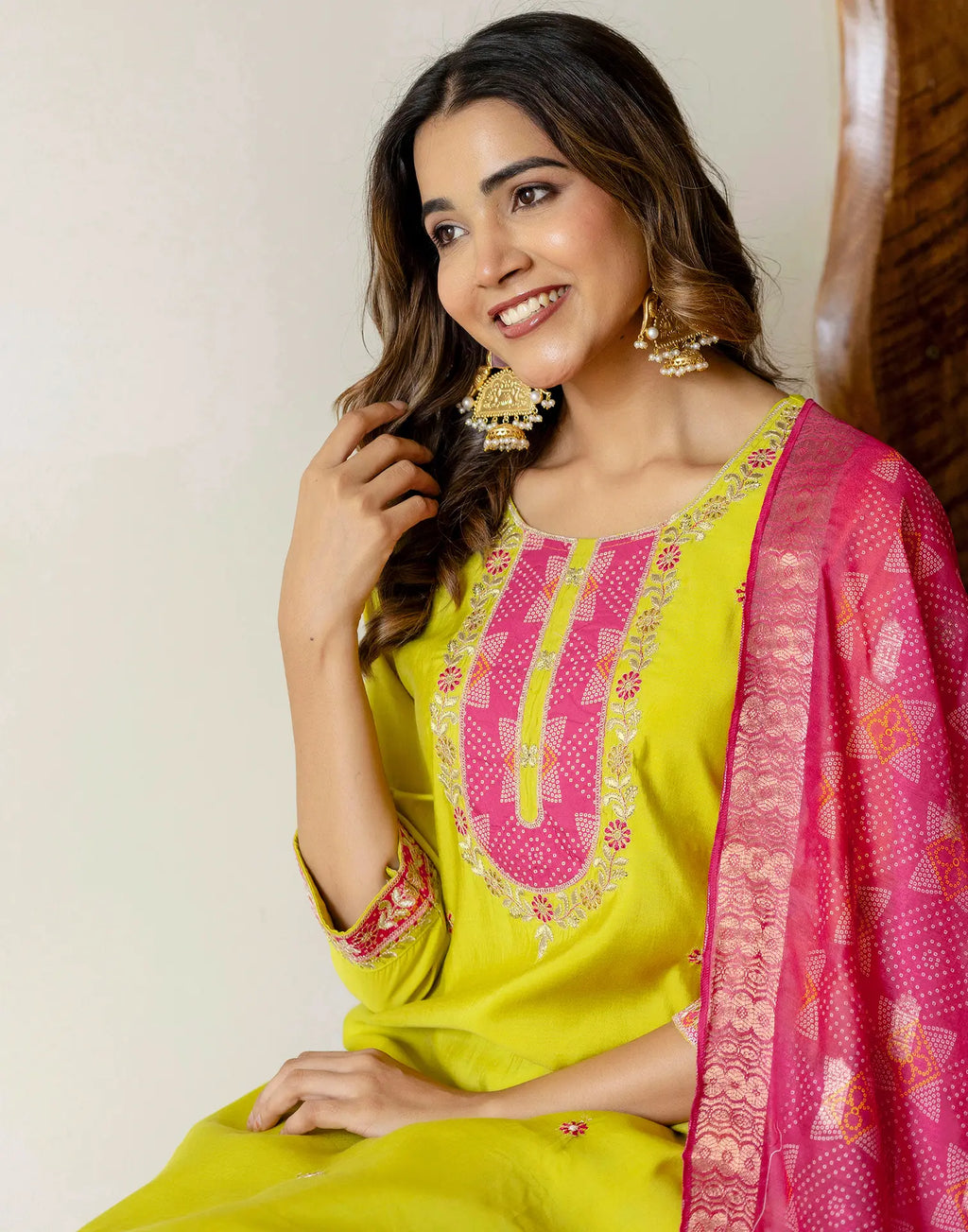 Silk Embroidered Straight 3 Piece Kurta Set