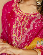 Silk Embroidered Straight 3 Piece Kurta Set