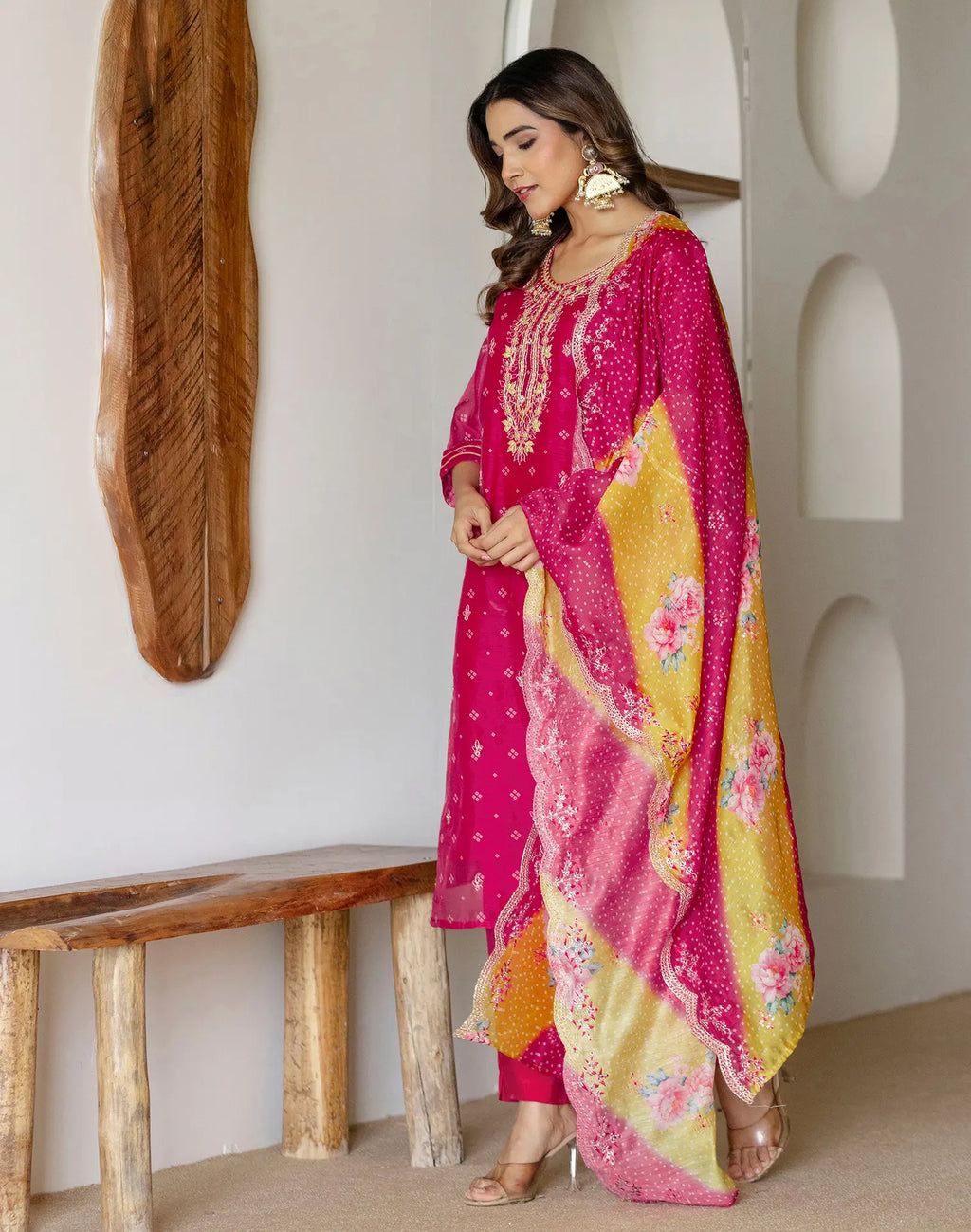 Silk Embroidered Straight 3 Piece Kurta Set