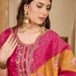 Pink Silk Bandhani Printed Straight Kurta Set with Pant & Dupatta under 1299