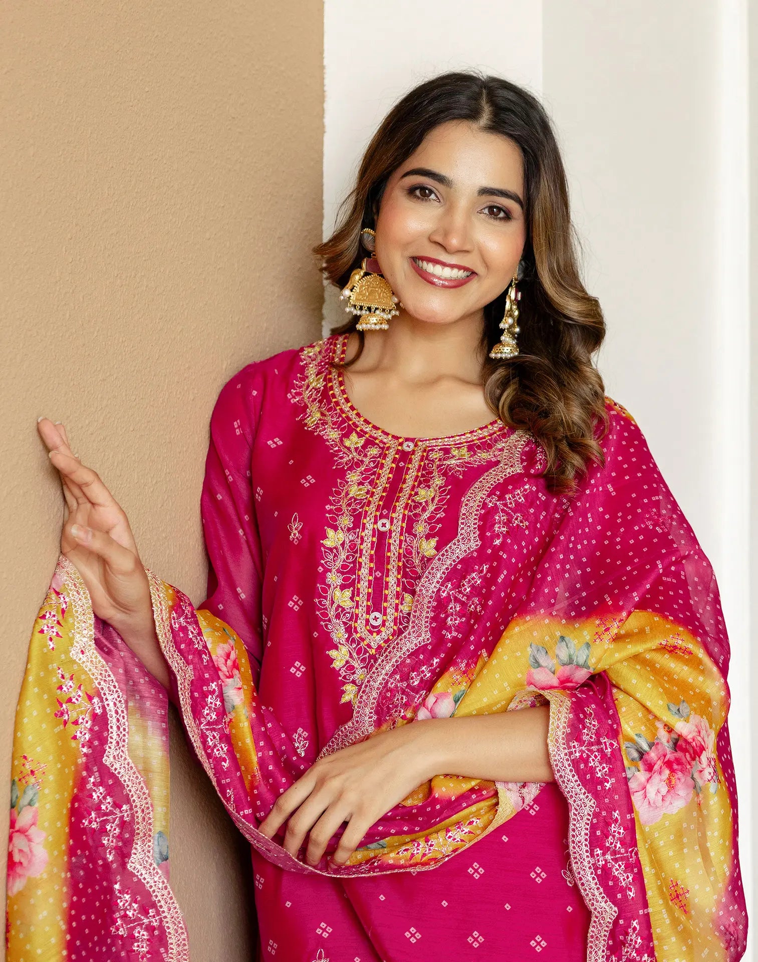 Silk Embroidered Straight 3 Piece Kurta Set