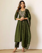 Chiffon Embroidered Anarkali 3 Piece Kurta Set