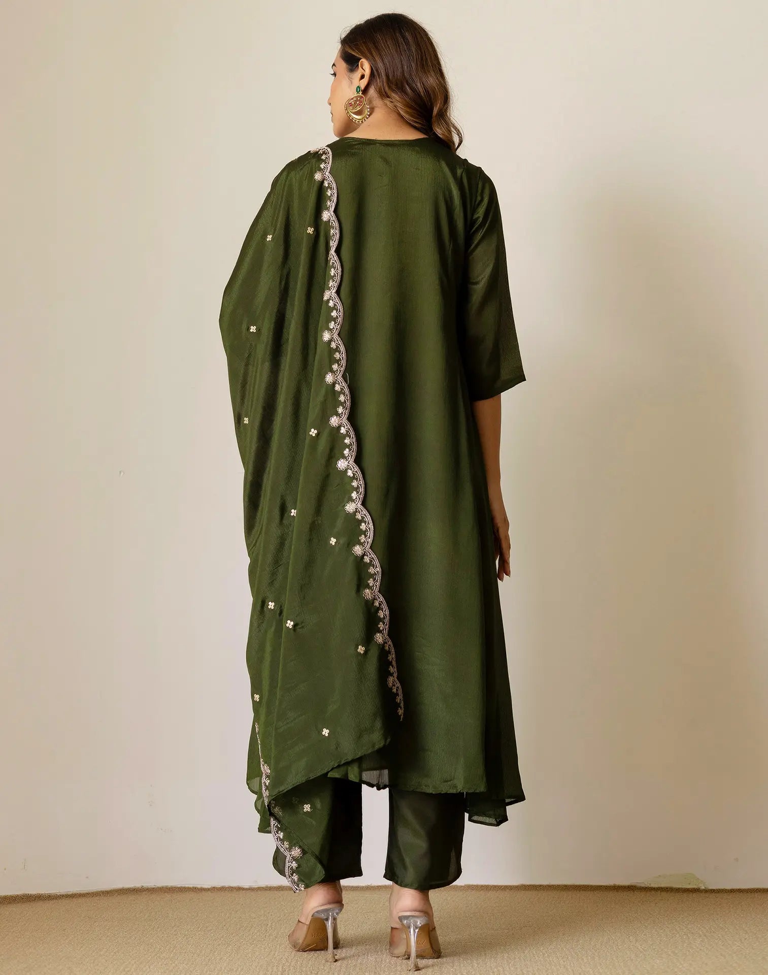 Chiffon Embroidered Anarkali 3 Piece Kurta Set