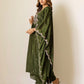 Green Silk Sequin Anarkali Kurta Set with Pant & Dupatta under 1299 