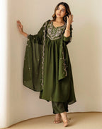 Chiffon Embroidered Anarkali 3 Piece Kurta Set