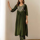 Green Silk Sequin Anarkali Kurta Set with Pant & Dupatta under 1299 