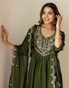 Chiffon Embroidered Anarkali 3 Piece Kurta Set