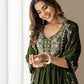 Green Silk Sequin Anarkali Kurta Set with Pant & Dupatta under 1299 
