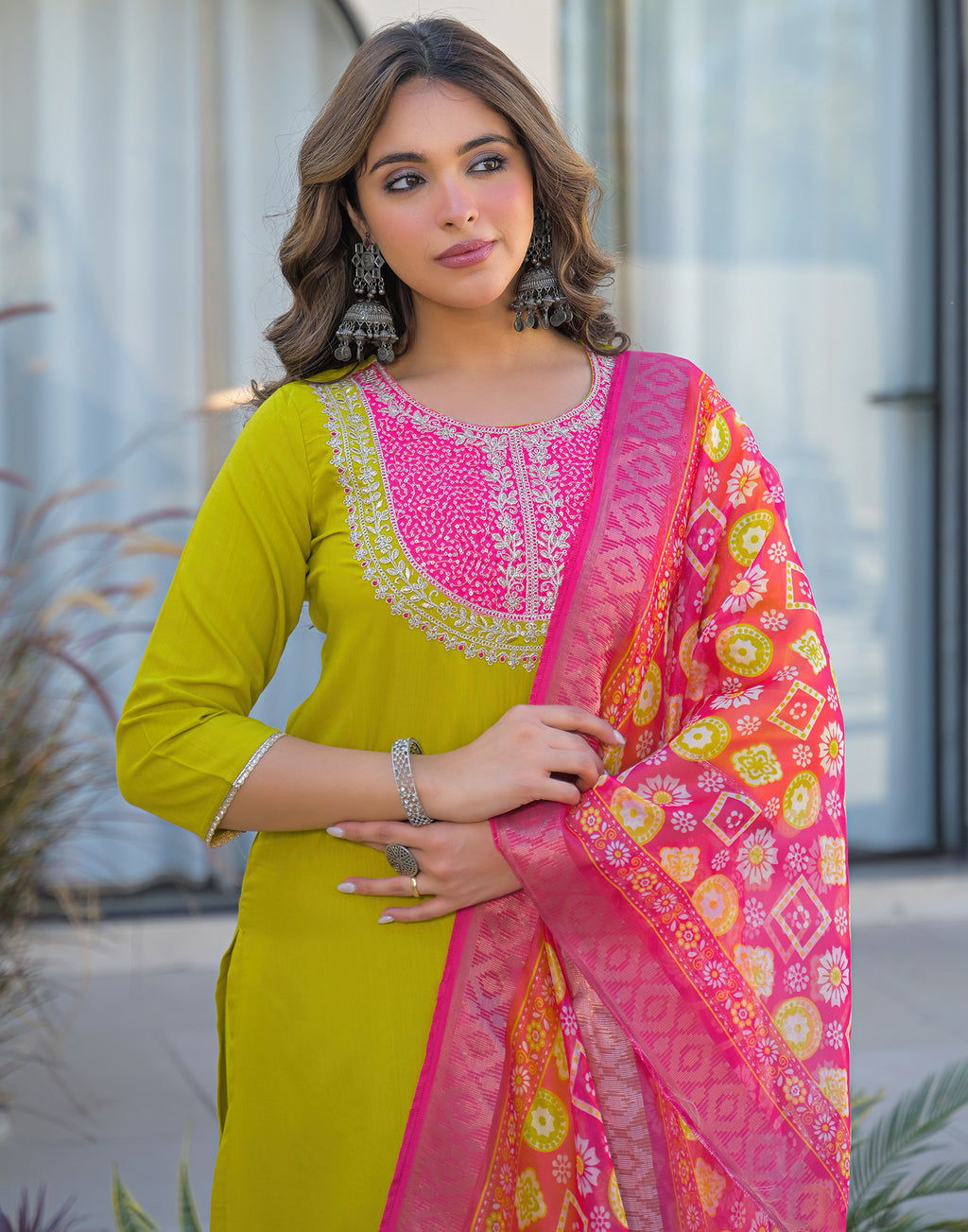 Skylee Rayon Embroidered Straight 3 Piece Kurta Set For Woman