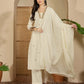 Cotton Flex Straight Embroidery Square Neck Kurta with Pant & Dupatta