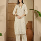 Cotton Flex Straight Embroidery Square Neck Kurta with Pant & Dupatta