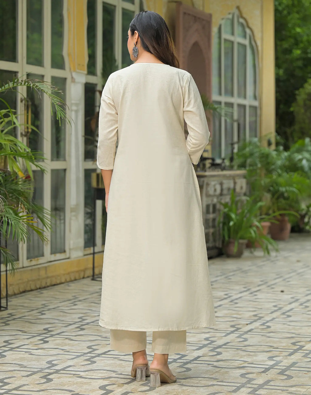 Cotton Flex Embroidered A-Line 3 Piece Kurta Set