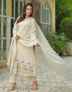 Cotton Flex Embroidered A-Line 3 Piece Kurta Set