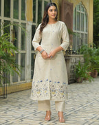 Cotton Flex Embroidered A-Line 3 Piece Kurta Set