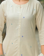 Cotton Flex Embroidered A-Line 3 Piece Kurta Set