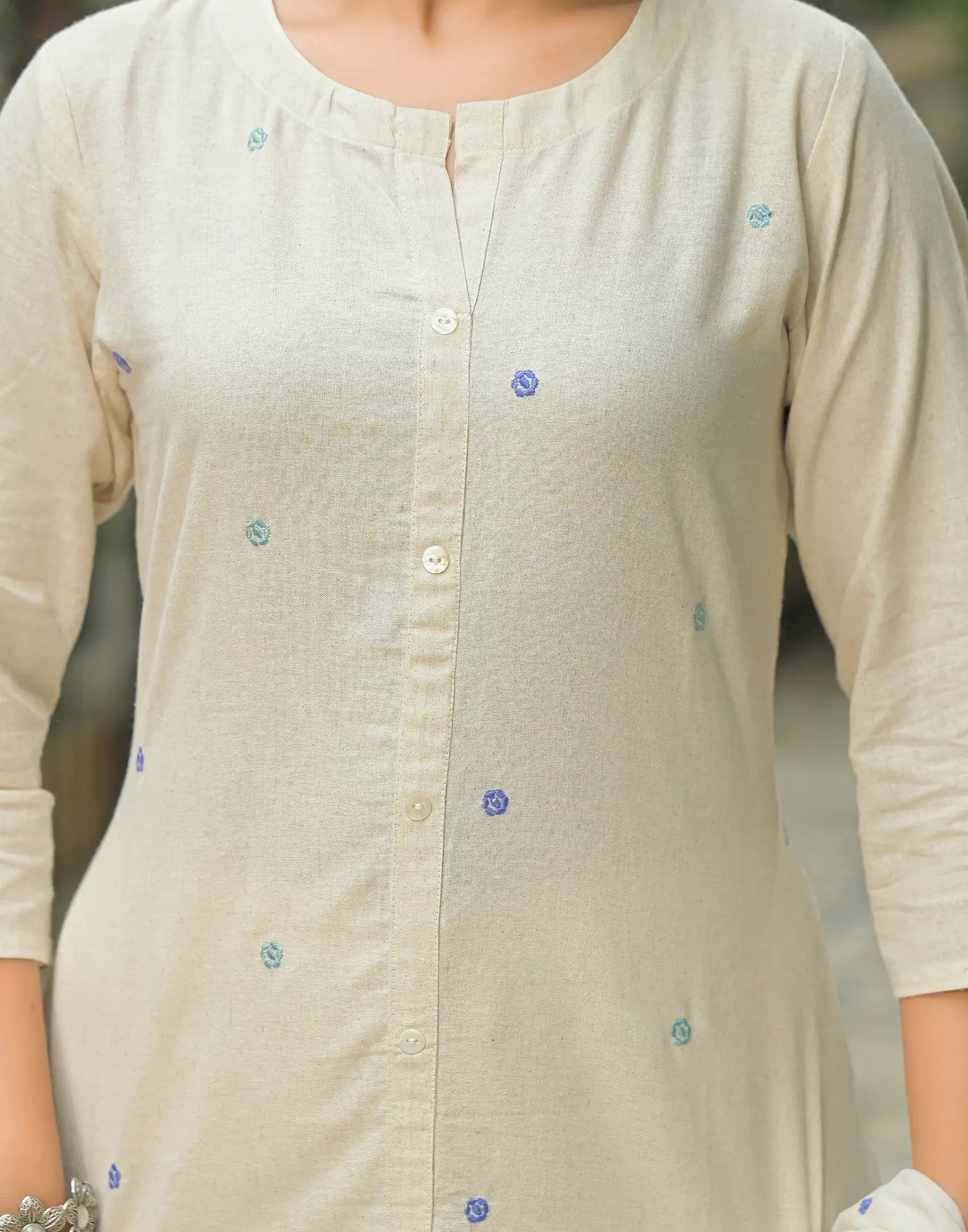 Cotton Flex Embroidered A-Line 3 Piece Kurta Set