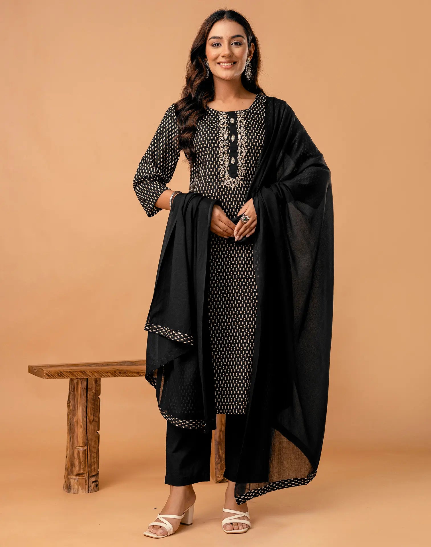 Cotton Embroidered Straight 3 Piece Kurta Set