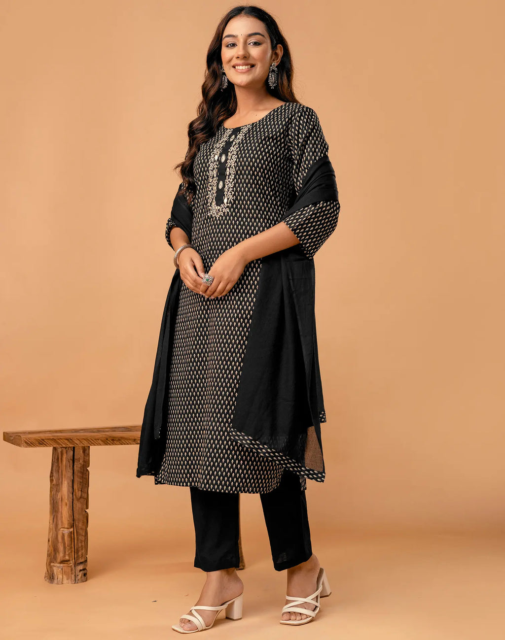 Cotton Embroidered Straight 3 Piece Kurta Set