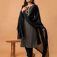 Black Cotton Printed Straight Kurta Set with Pant & Dupatta for Women  Round Neck, Casual & Office Wear Under 1299