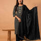 Black Cotton Printed Straight Kurta Set with Pant & Dupatta for Women  Round Neck, Casual & Office Wear Under 1299