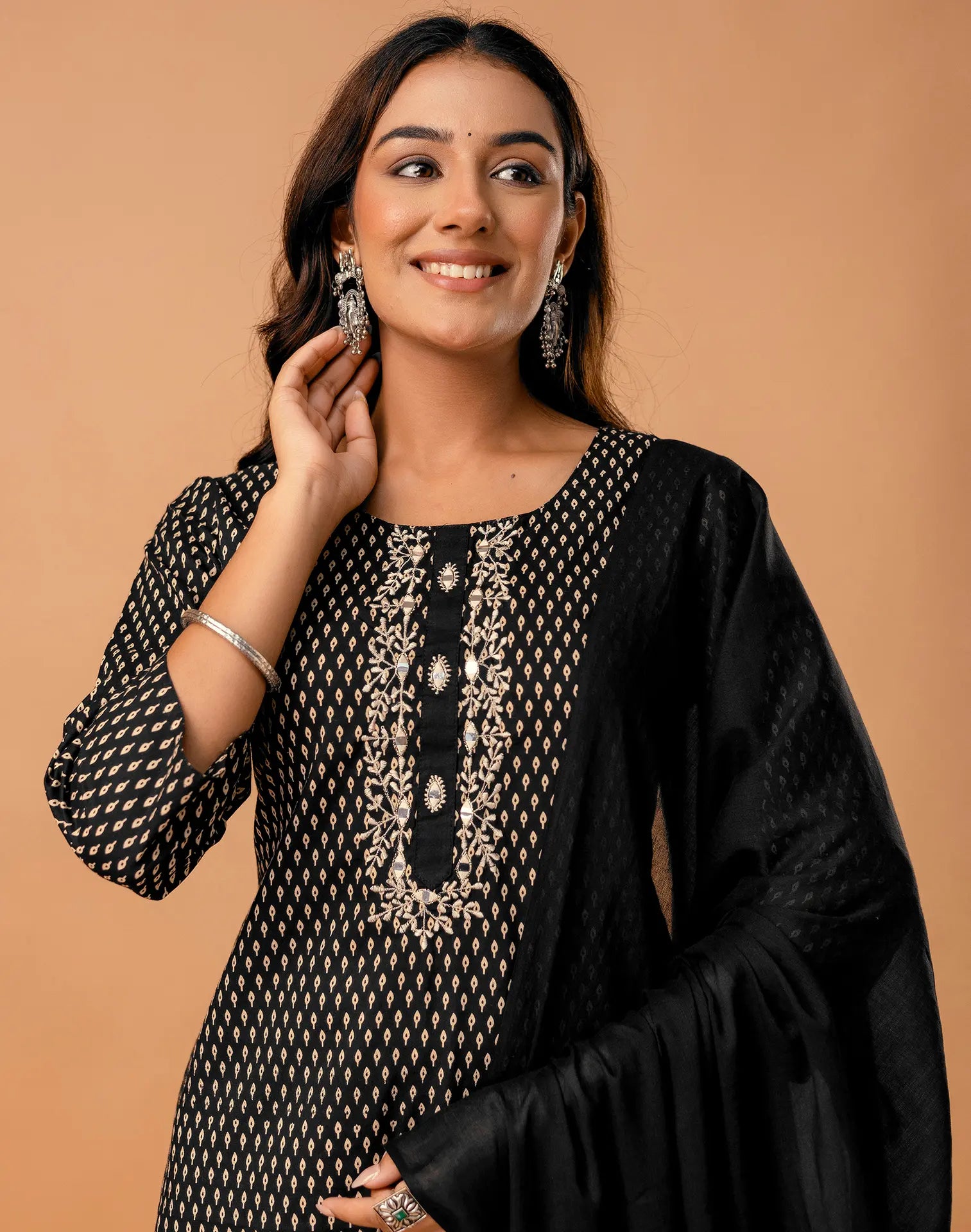 Cotton Embroidered Straight 3 Piece Kurta Set