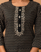 Cotton Embroidered Straight 3 Piece Kurta Set