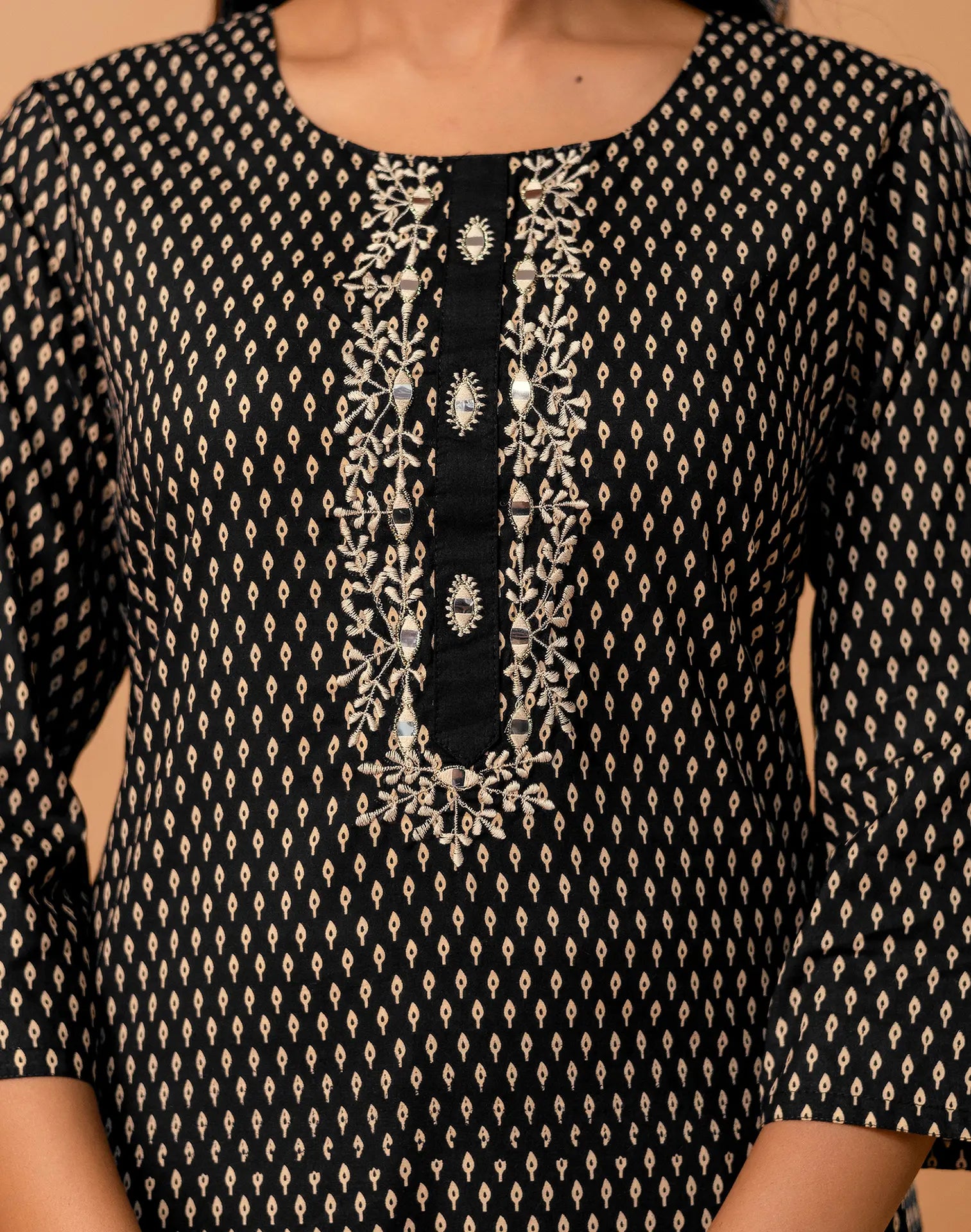 Cotton Embroidered Straight 3 Piece Kurta Set