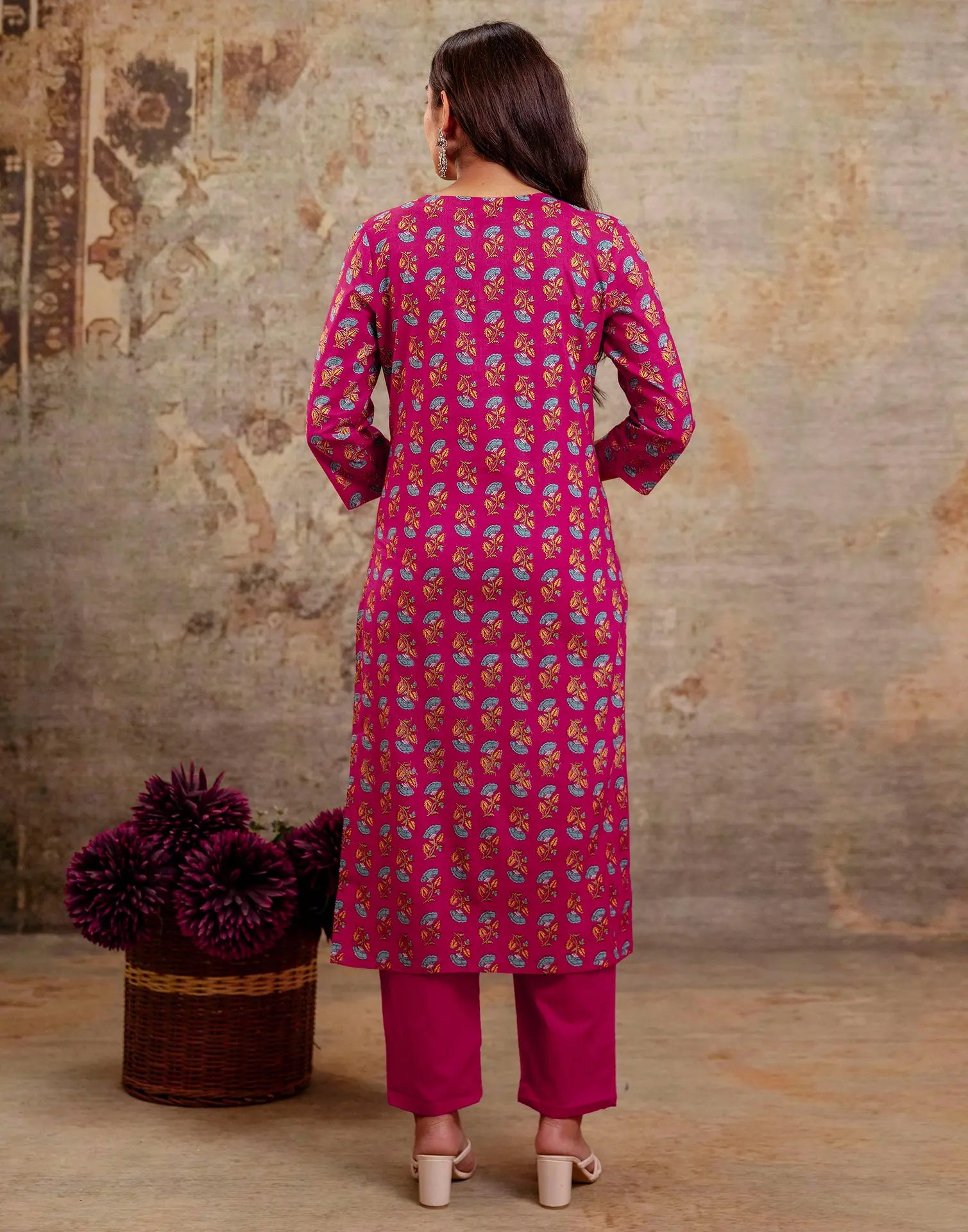Viscose Rayon Floral Print Straight 3 Piece Kurta Set