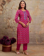 Viscose Rayon Floral Print Straight 3 Piece Kurta Set