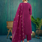 Silk Blend Embroidered Straight Kurta with Pant & Dupatta