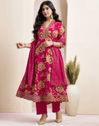 Viscose Rayon Floral Print Anarkali 3 Piece Kurta Set