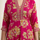 Pink Cotton Printed Anarkali Kurta Set with Pant & Dupatta for Women V-Neck, Casual & Festival Wear Under 1299